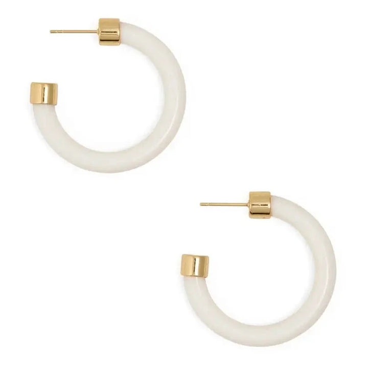 Winona Shiny Resin Hoop Earrings - White Womens Earrings Ink and Alloy 