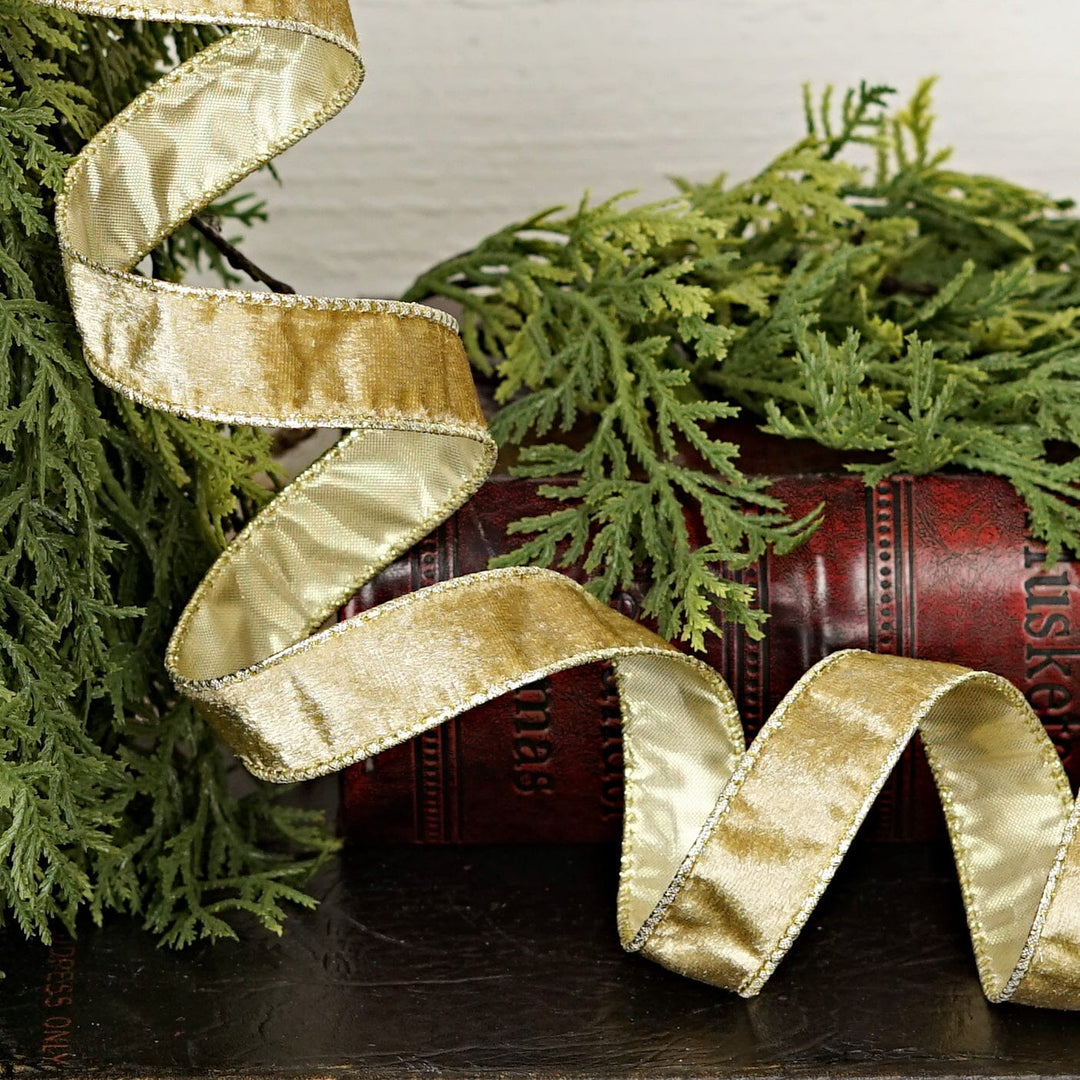 Wired Ribbon - Gold Velvet Gift Ribbon Impressive Enterprises 