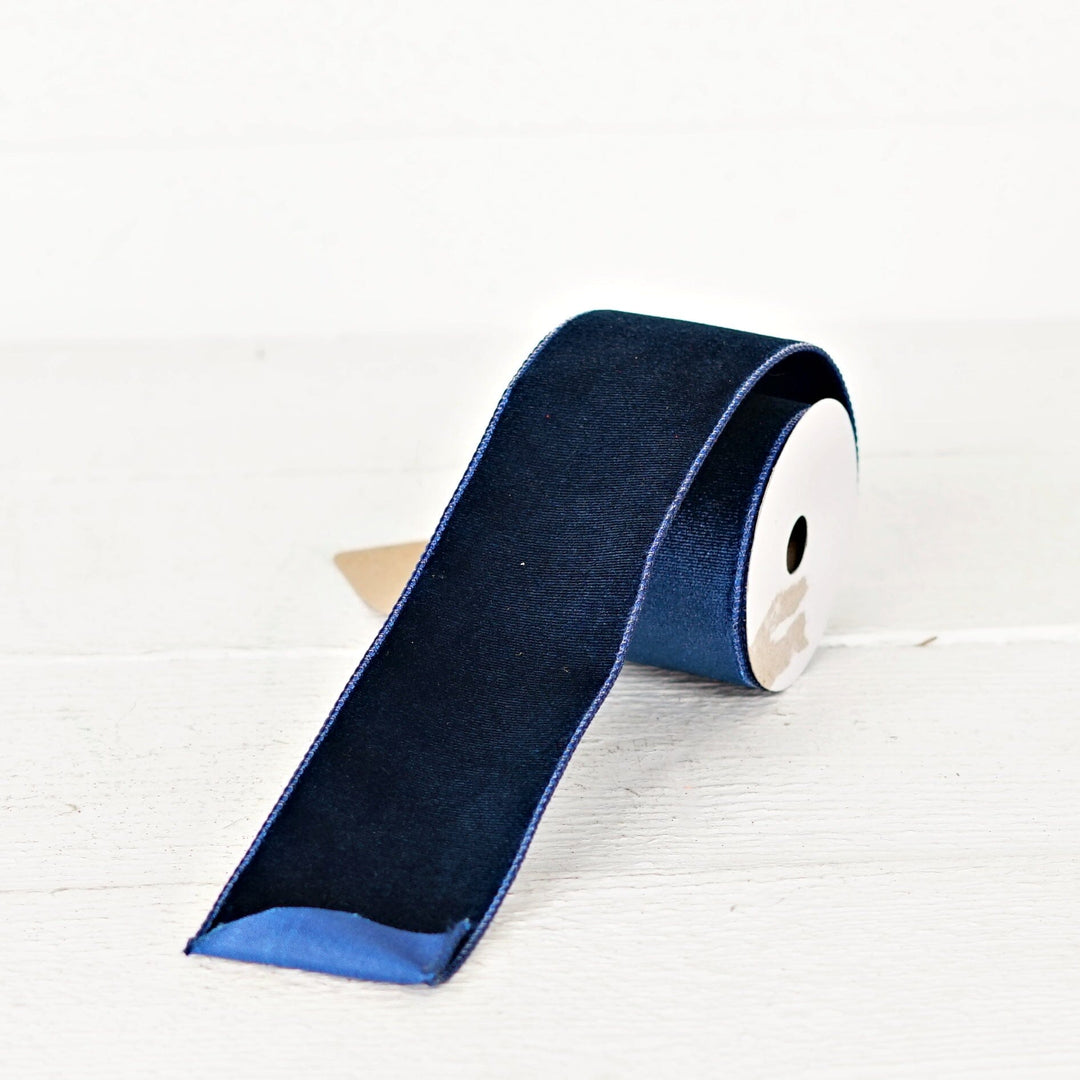 Wired Ribbon - Navy Blue Velvet Gift Ribbon Impressive Enterprises 
