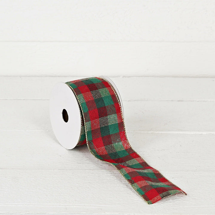 Wired Ribbon - Red and Green Classic Check Gift Ribbon Impressive Enterprises 