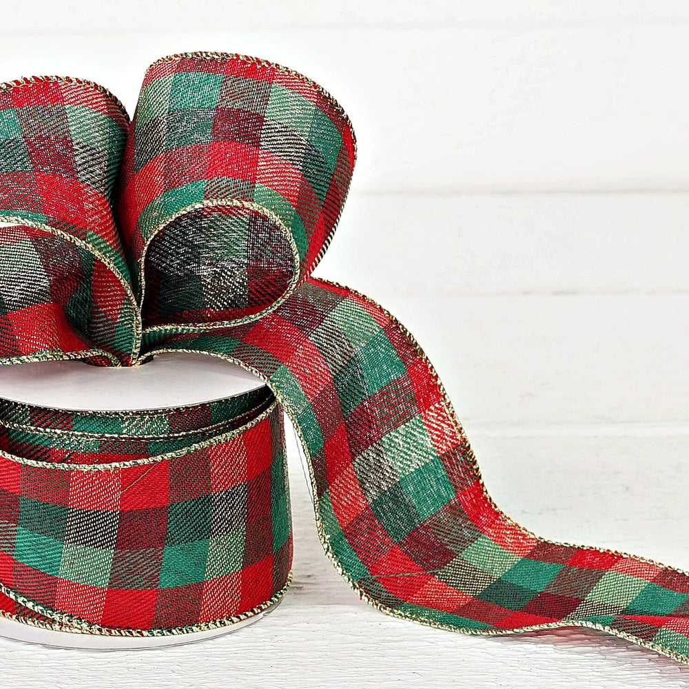 Wired Ribbon - Red and Green Classic Check Gift Ribbon Impressive Enterprises 