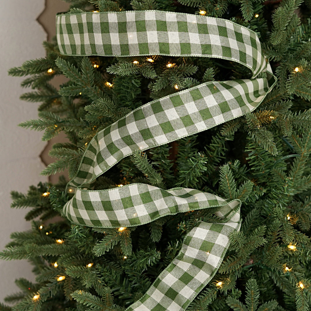 Wired Ribbon - Sage and Cream Check Gift Ribbon Impressive Enterprises 