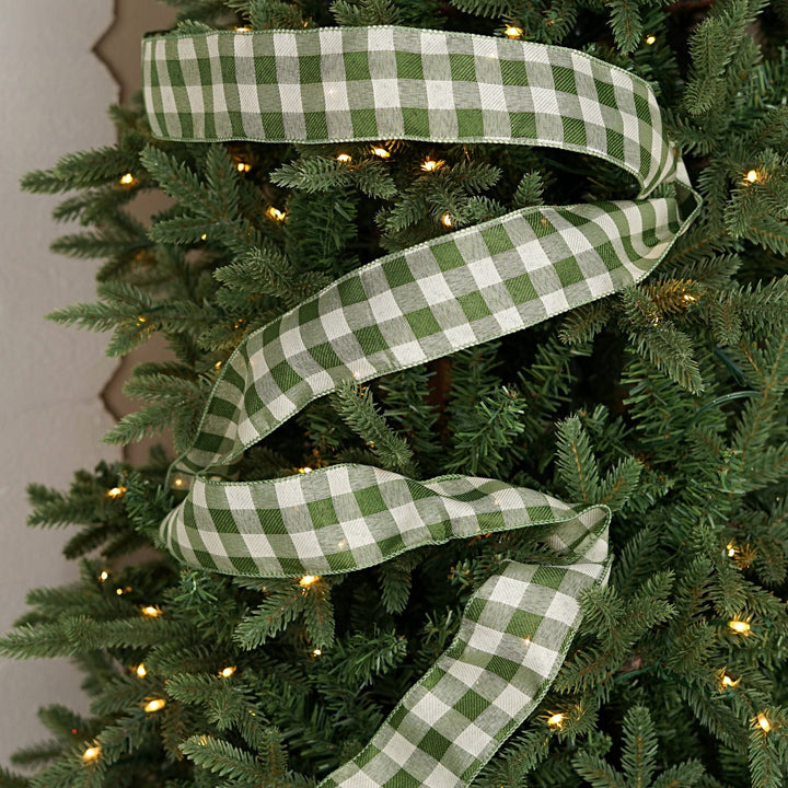 Wired Ribbon - Sage and Cream Check Gift Ribbon Impressive Enterprises 