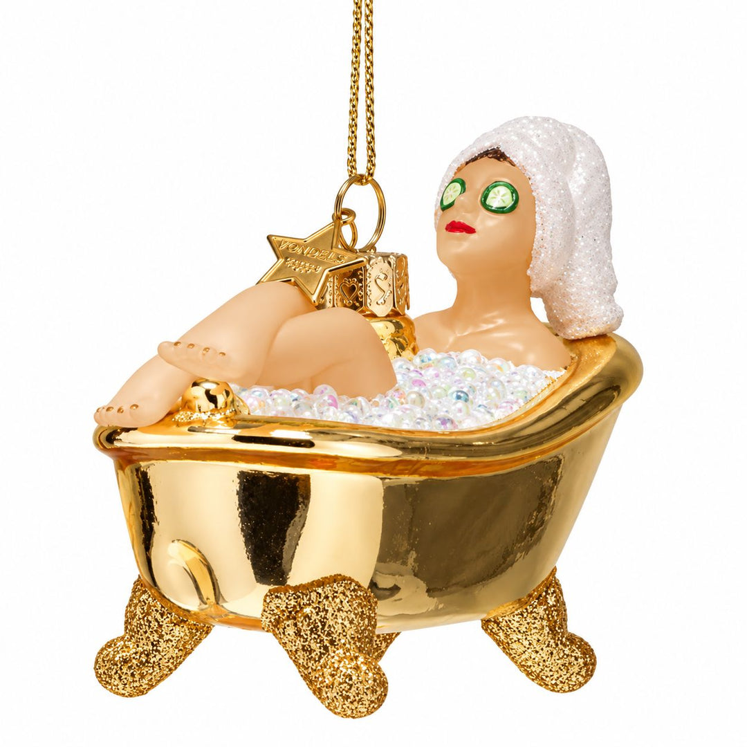Woman in Shiny Bathtub Glass Ornament Christmas Ornament Vondels 