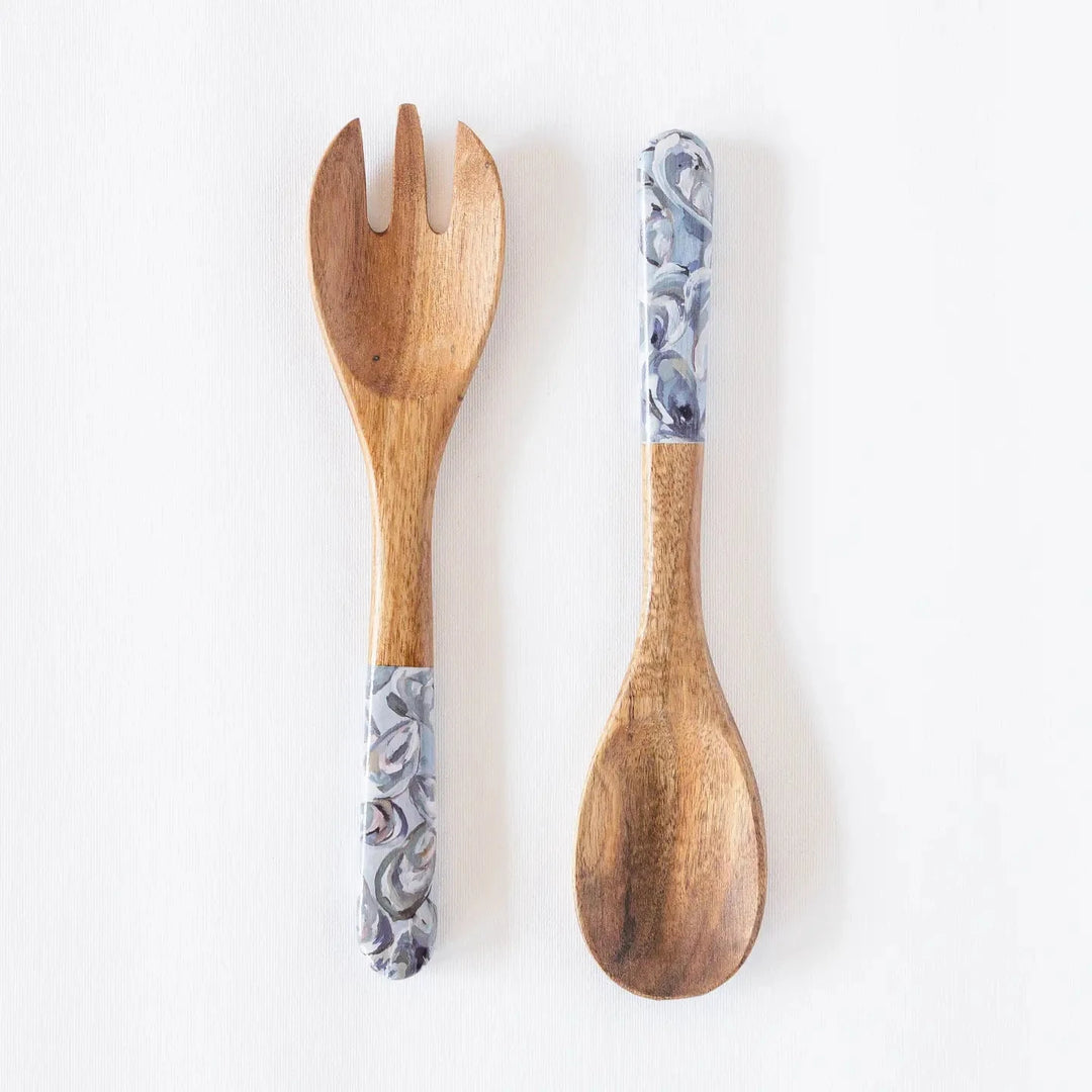 Wooden Salad Utensils - Pewter Shells Utensils Kim Hovell 