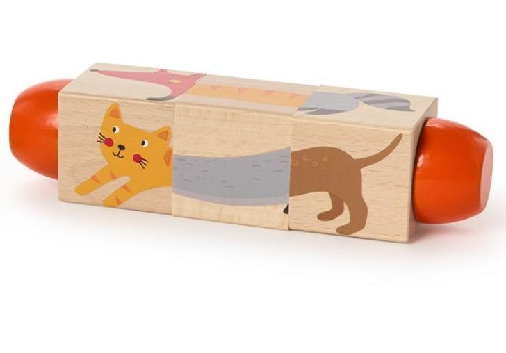 Wooden Twist Block Puzzle Game Activity Toy Two's Company Animals 