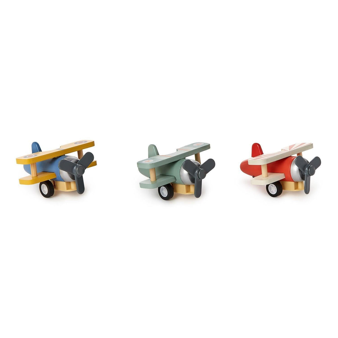 Wooden Vintage Biplane Pullback Toy Activity Toy Two's Company 