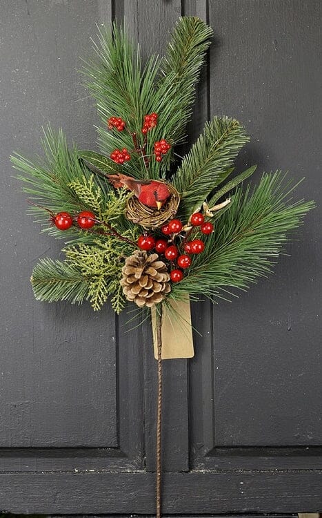 Woodland Cardinal Pine Spray Christmas Decor Impressive Enterprises 