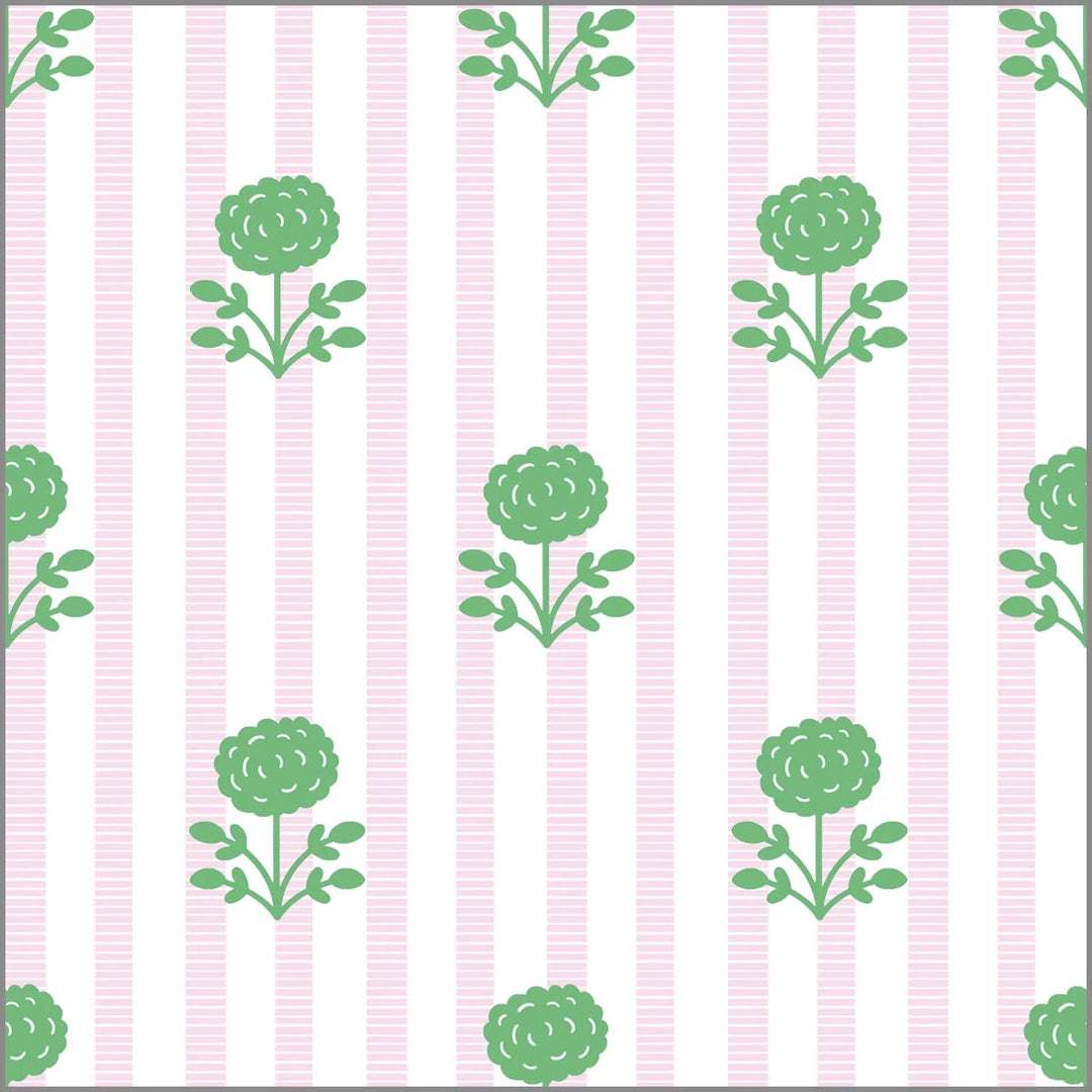 Wrapping Paper Roll- Pink and Green Floral Stripe Wrapping Paper WH Hostess 