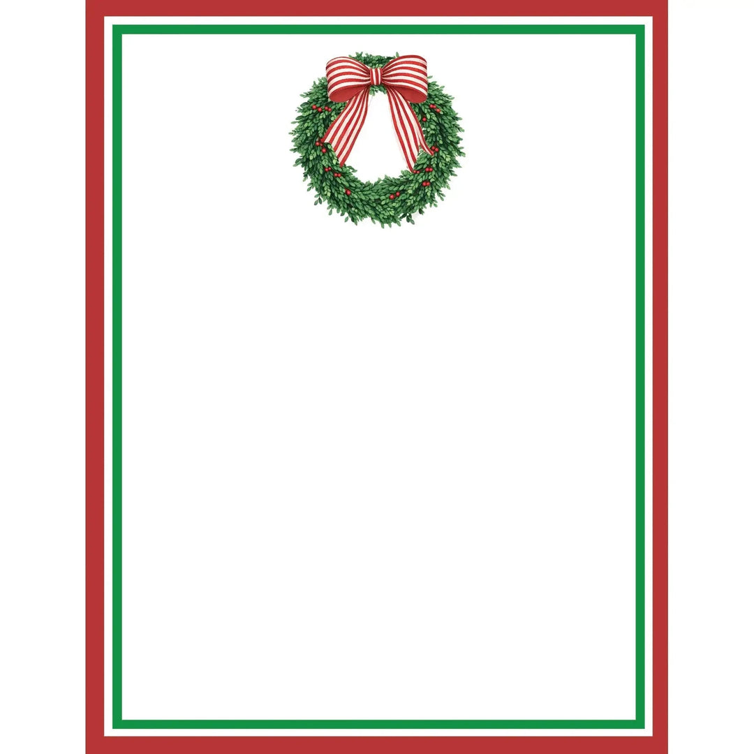 Wreath With Striped Bow Notepad Notebooks & Notepads WH Hostess 
