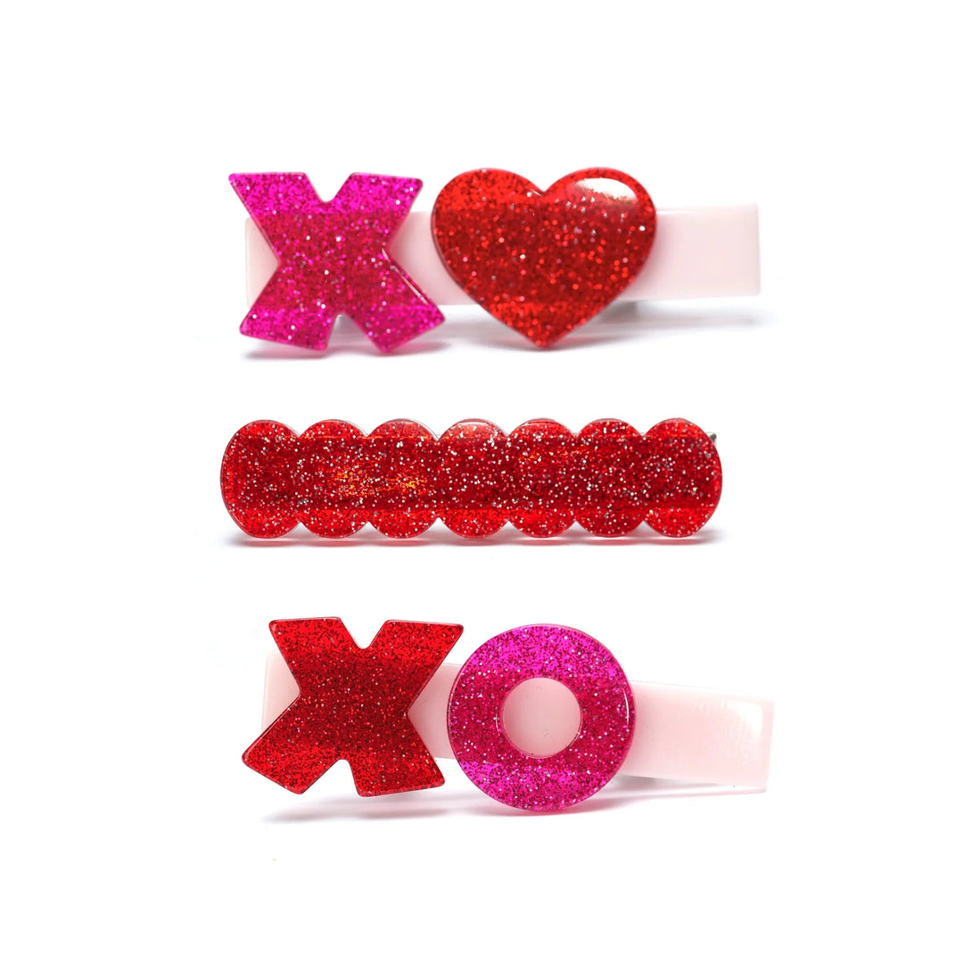 XOXO Hair Clips - Set of 3 Girl Hair Accessory Lilies and Roses 