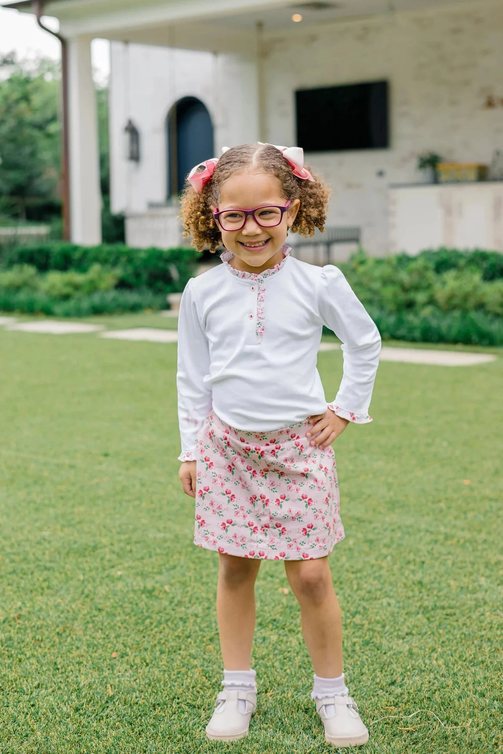 Zinnia Blooms Scallop Skort Girl Skirt Proper Peony 