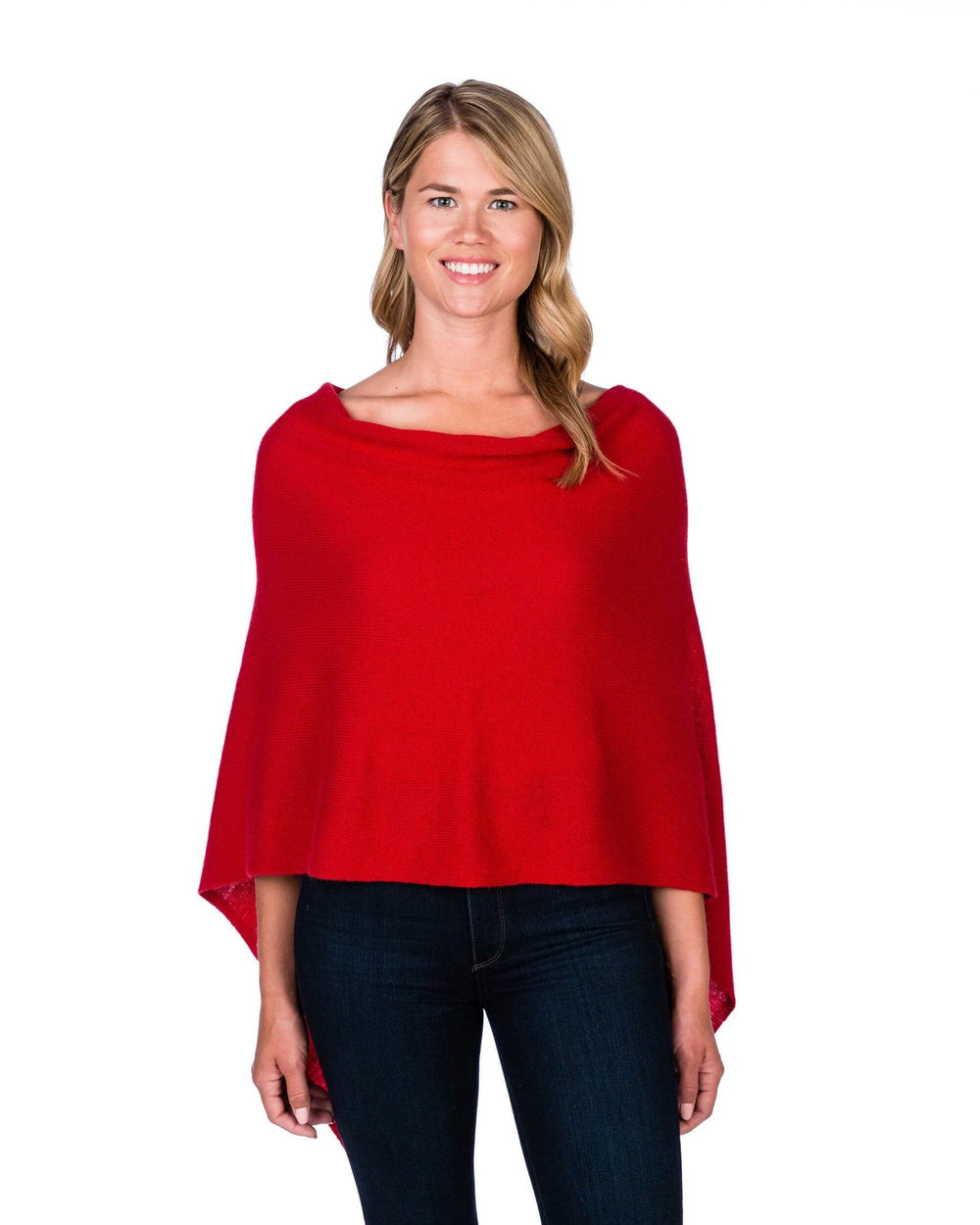 100% Cashmere Dress Topper Poncho Poncho Alashan Cashmere Crimson 