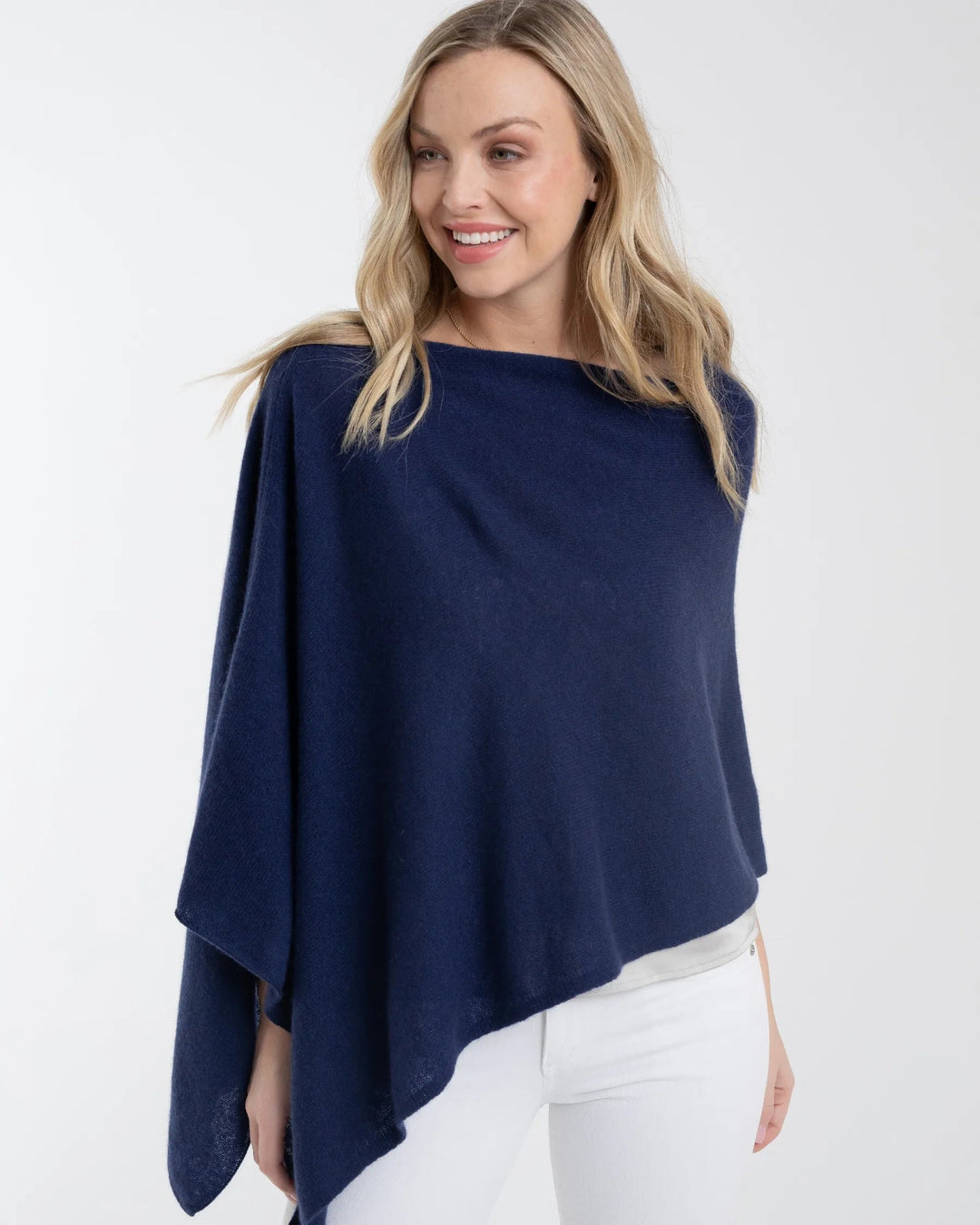 100% Cashmere Dress Topper Poncho Poncho Alashan Cashmere Midnight 