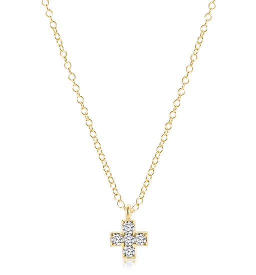 14kt Gold and Diamond Signature Cross Necklace Necklaces eNewton 