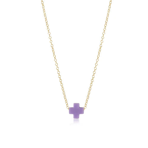 16" Necklace Gold with Signature Cross Necklace eNewton Purple 