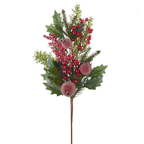 28" Iced Berry and Greenery Spray Floral RAZ 