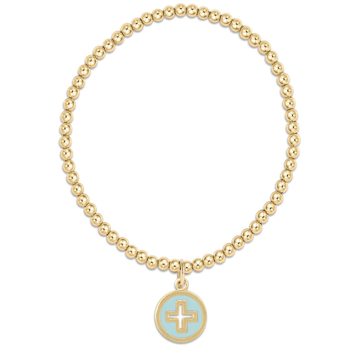 3mm Signature Cross Gold Disc Bracelet bracelet eNewton Turquoise 
