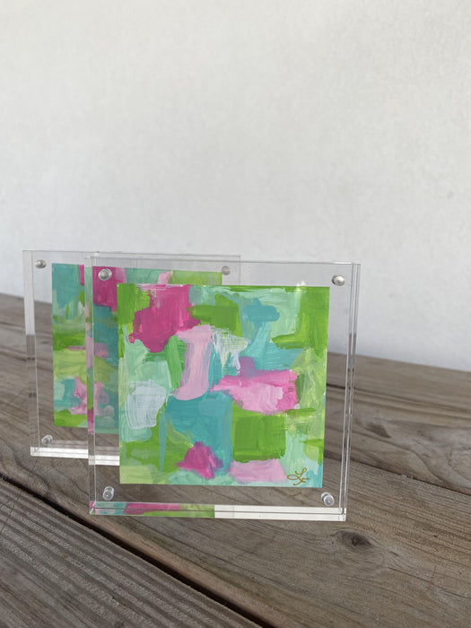 Abstract Original Art in Acrylic Frame Calendars, Organizers & Planners LemonDaisy Designs Pink and Green 