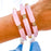 Acrylic Tube Bamboo Bracelet - Light Pink and White Marble Bracelet Savvy Bling 