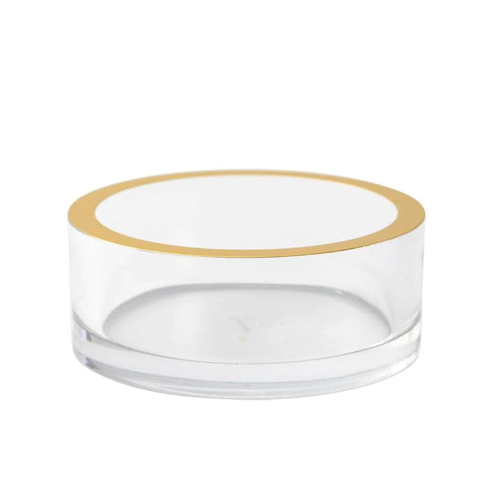 Acrylic Wine Bottle Coaster in Clear with Gold Rim Serving Piece Caspari 