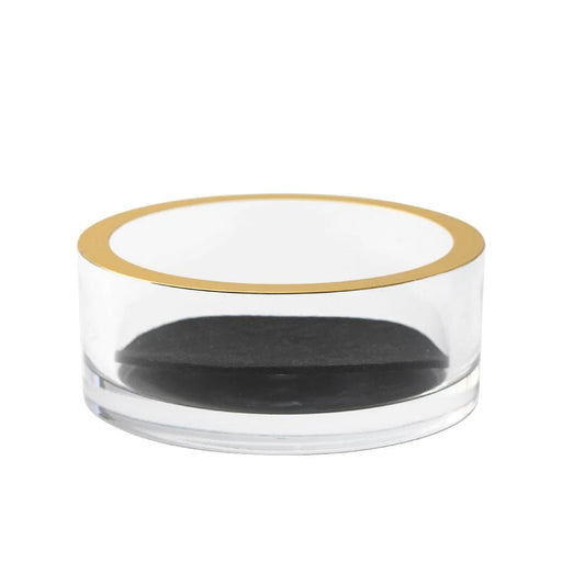 Acrylic Wine Bottle Coaster in Clear with Gold Rim Serving Piece Caspari 