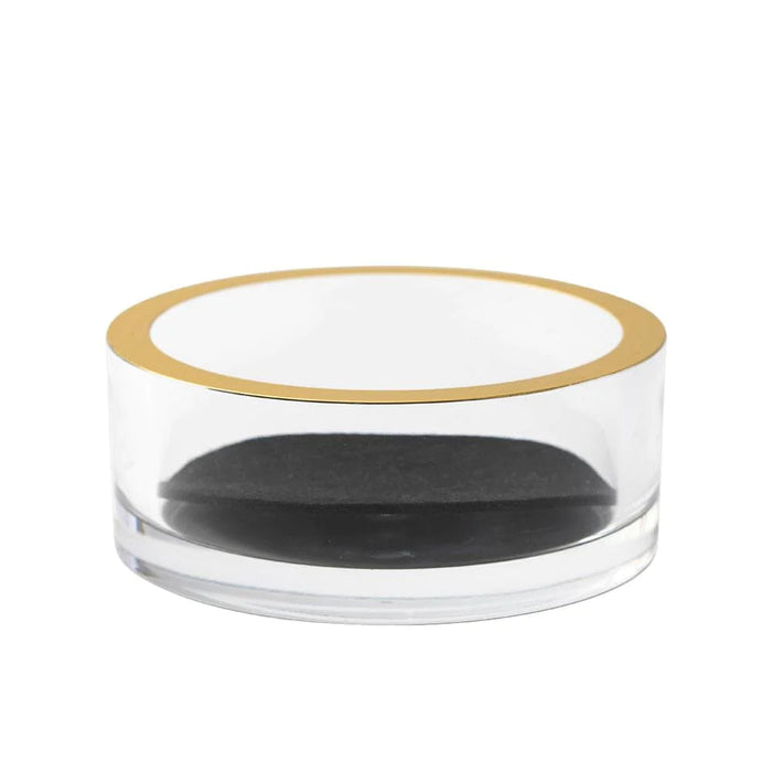 Acrylic Wine Bottle Coaster in Clear with Gold Rim Serving Piece Caspari 
