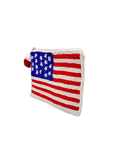 American Flag Beaded Coin Pouch Purse Golden Stella 