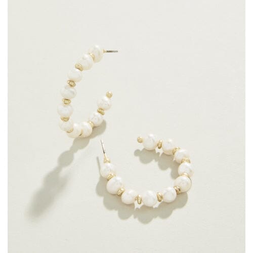 Annabelle Beaded Hoop Earrings - Pearl White Earrings Spartina 