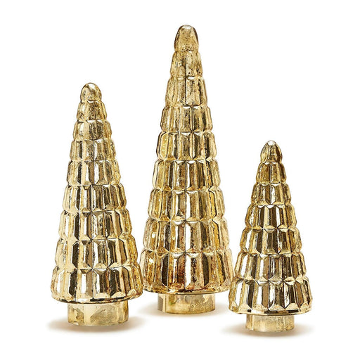 Antiqued Gold Mercury Finish Glass Trees Christmas Decor Two's Company 