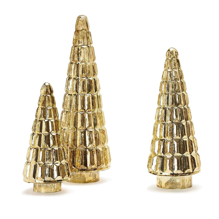 Antiqued Gold Mercury Finish Glass Trees Christmas Decor Two's Company 