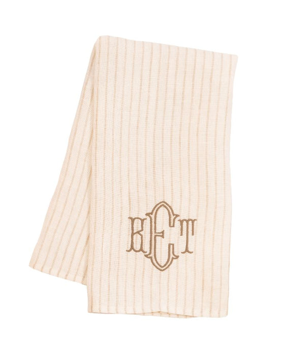 Arman Tea Towel Tea Towels Linen Way Cream with Sand Stripes