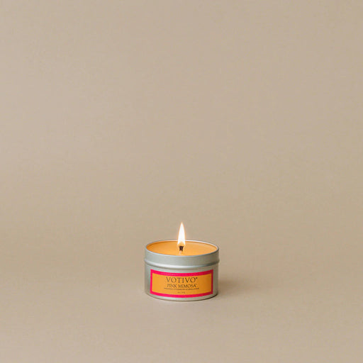 Aromatic Travel Tin Candle - Pink Mimosa Candle Votivo 