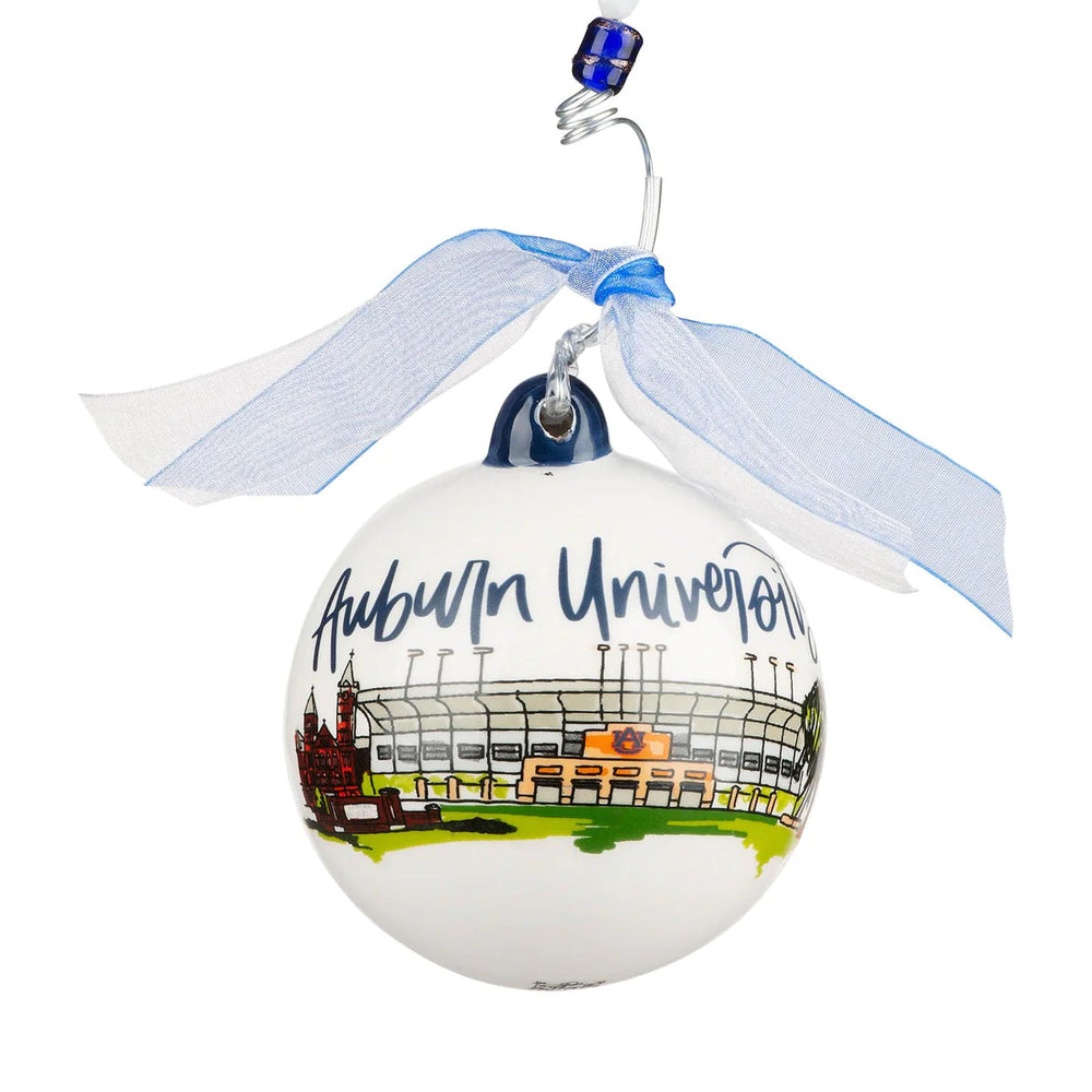 Auburn + War Eagle Landmark Ball Ornament Football Ornament Glory Haus 