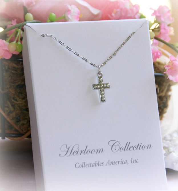 Baby Jewelry Jewelry Collectables America 16" Seed Pearl Cross Necklace 