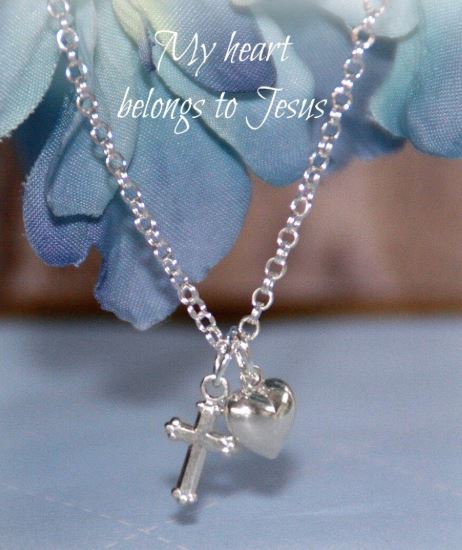 Baby Jewelry Jewelry Collectible's America My Heart with Cross Necklace 