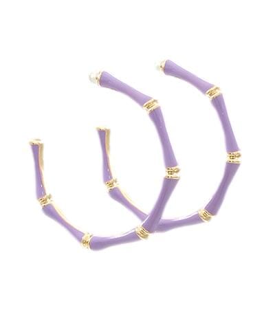 Bamboo Hoop Earrings Earrings Golden Stella Lavender 