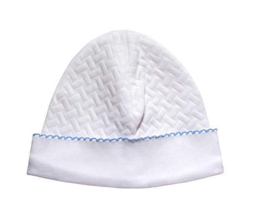 Basket Weave Baby Cap Hats Nella Pima Blue Trim