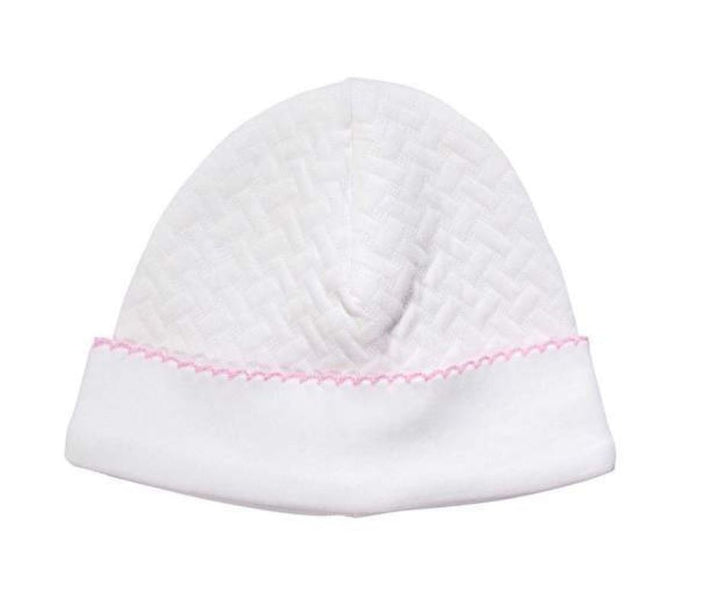 Basket Weave Baby Cap Hats Nella Pima Pink Trim