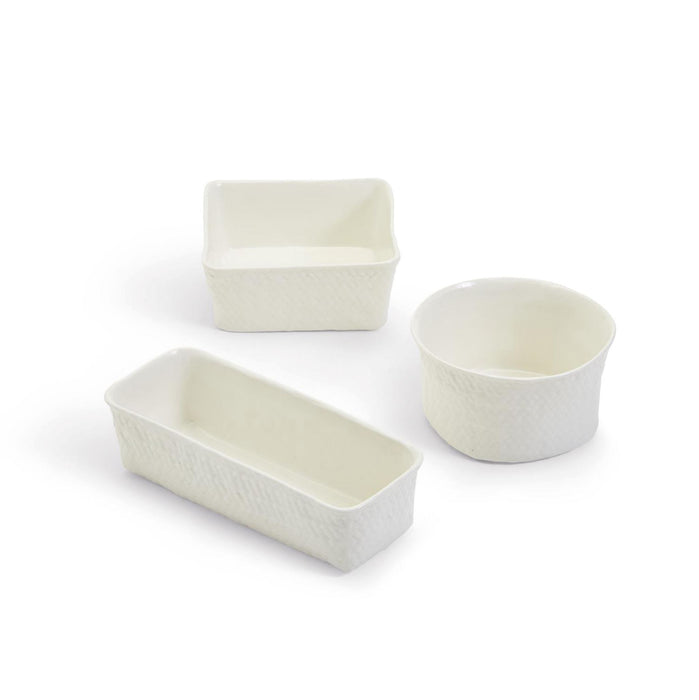Basketweave Tidbit Dishes Serving Pieces Two's Company 