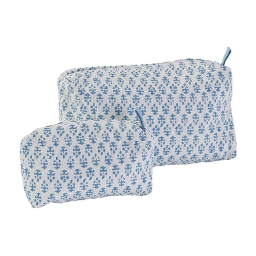Batik Block Stamp Blue Zipper Bags Cosmetic/Accessories Bags Amanda Lindroth 