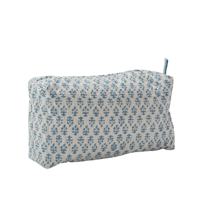 Batik Block Stamp Blue Zipper Bags Cosmetic/Accessories Bags Amanda Lindroth Medium 