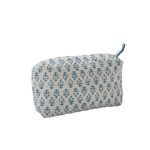 Batik Block Stamp Blue Zipper Bags Cosmetic/Accessories Bags Amanda Lindroth Small 