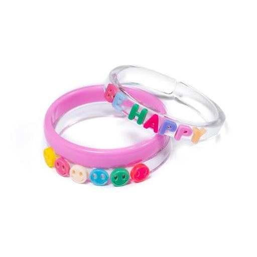 Be Happy Candy Pink Bangle Set Bracelet Lillies and Roses 