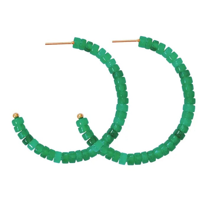 Beaded Candy Hoops - Green Earrings St. Armands Designs 