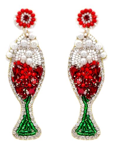 Beaded Christmas Cocktail Earrings Earrings Golden Stella 