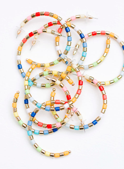 Beaded Hoop Earrings - Rainbow Earrings St. Armands Designs 