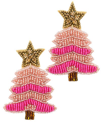 Beaded Xmas Tree Earrings Earrings Golden Stella 