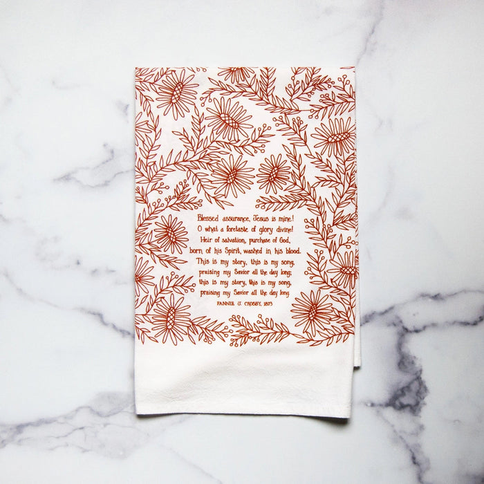 Blessed Assurance Hymn Tea Towel Kitchen Towels Little Things Studio 