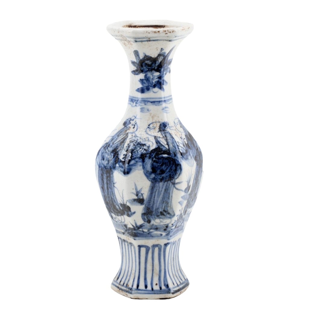 Blue And White Hexagonal Vase — The Horseshoe Crab